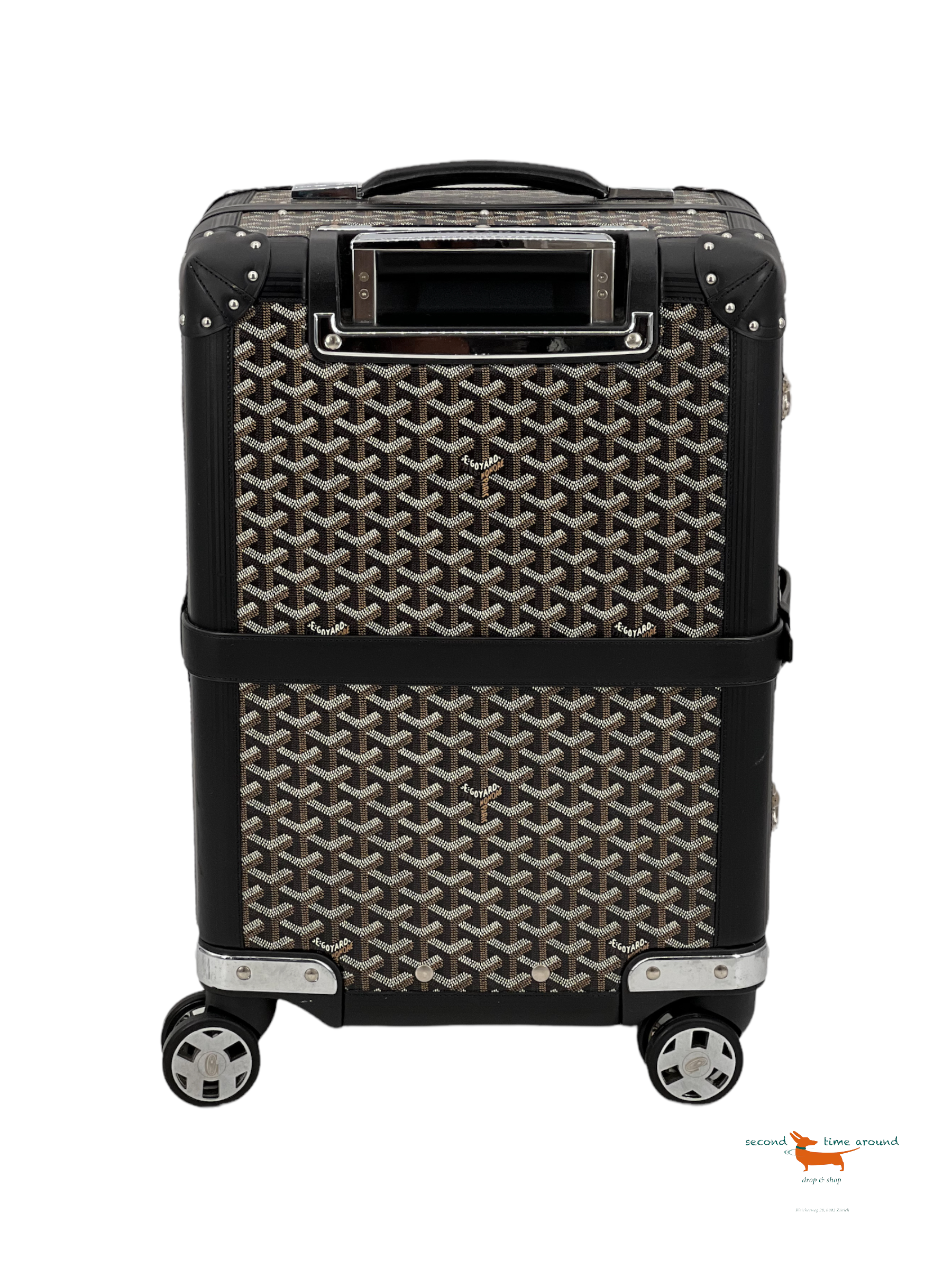 Goyard Black Goyardine Canvas and Leather Bourget Trolley