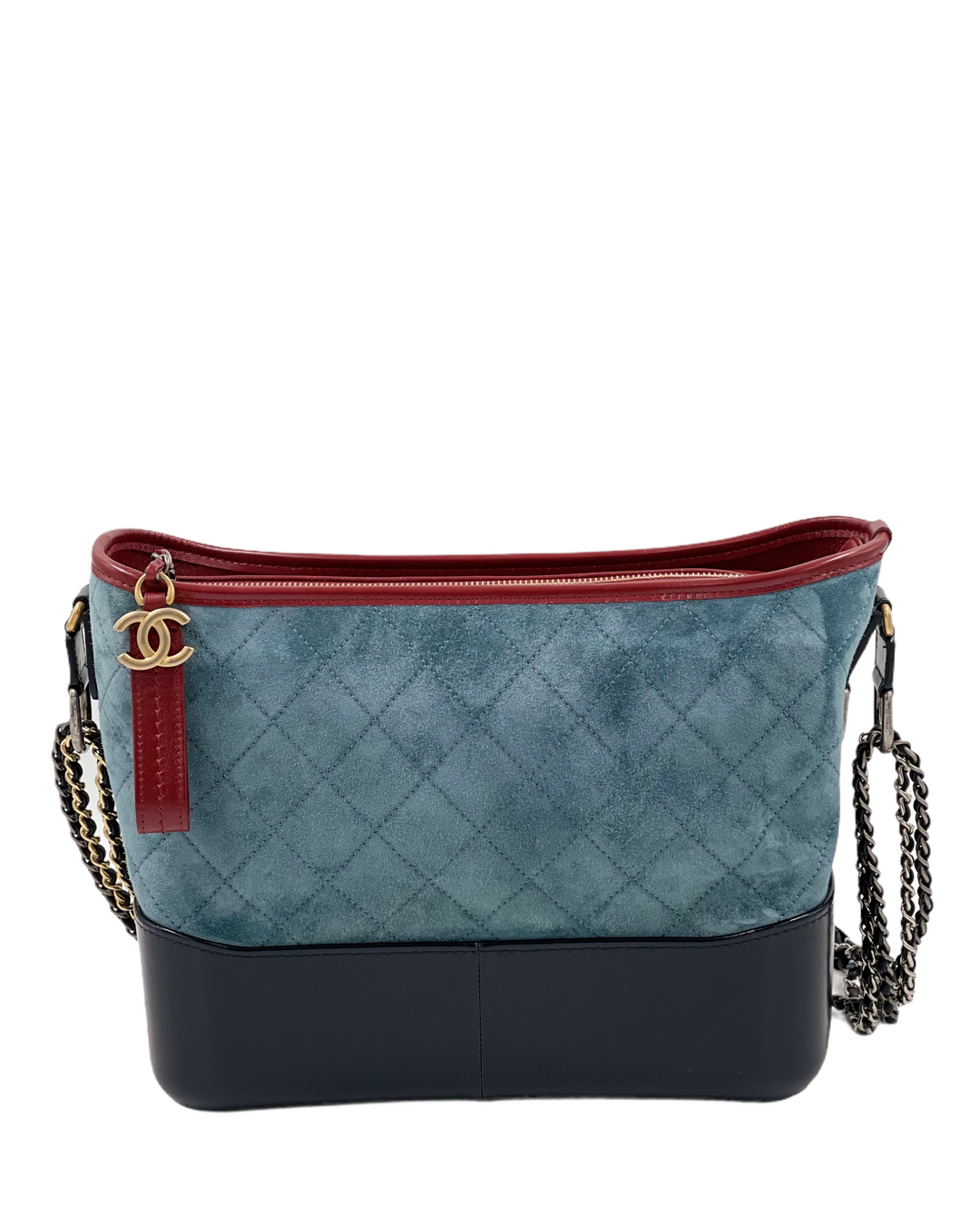 Chanel Blue Quilted Suede and Leather Medium Gabrielle Hobo Bag