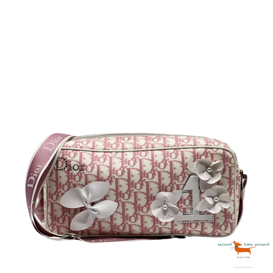 Dior Oblique Monogram Trotter Pink Coated Canvas Cross Body Bag