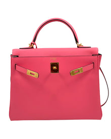 Hermes Kelly Retourne 32 Epsom Leather Rose Azalee Bag Rare