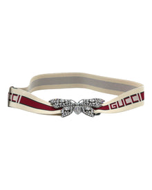 Gucci Embellished Butterfly Belt In Beige