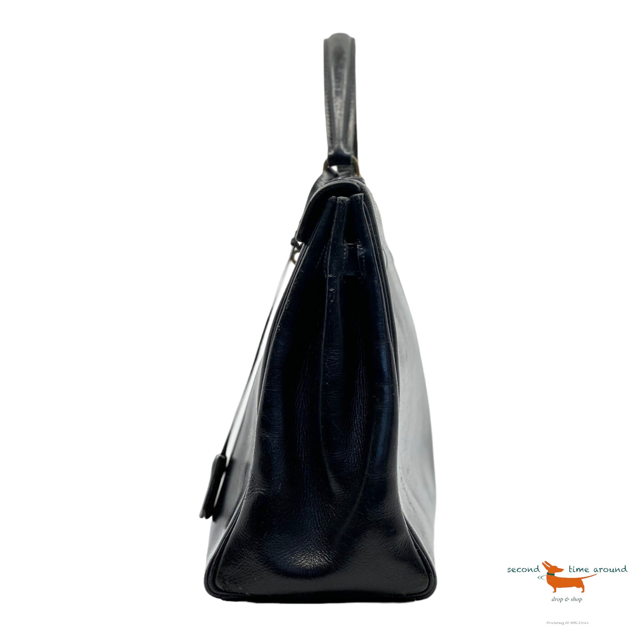 Hermes Kelly 32 Black Boxcalf Bag