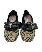 Miu Miu Lace Up Brocade Ballerinas