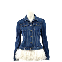 Burberry Prorsum Blue Denim Jacket with Ostrich Feathers