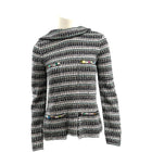 Chanel Monochrome Silk Blend Crystal Embellished Plunge Back Tweed Blazer