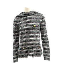 Chanel Monochrome Silk Blend Crystal Embellished Plunge Back Tweed Blazer