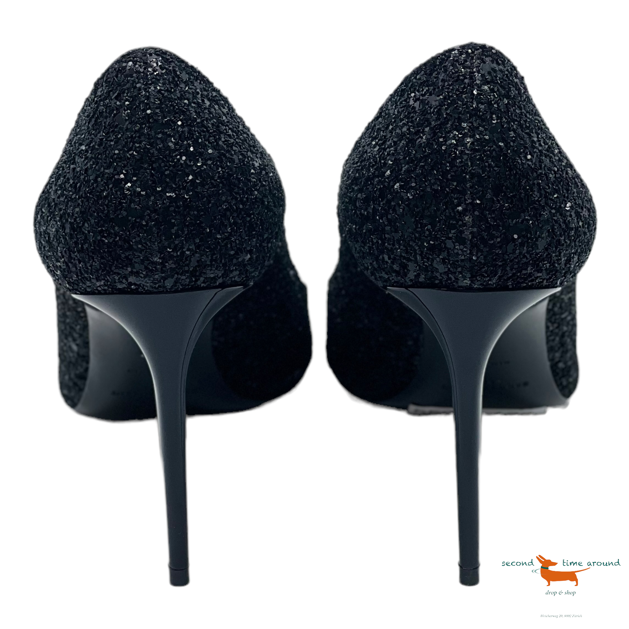 Saint Laurent Anja Black Glitter Pumps