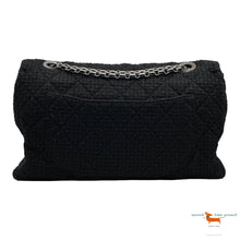 Chanel 2.55 large shoulder bag in black Tweed