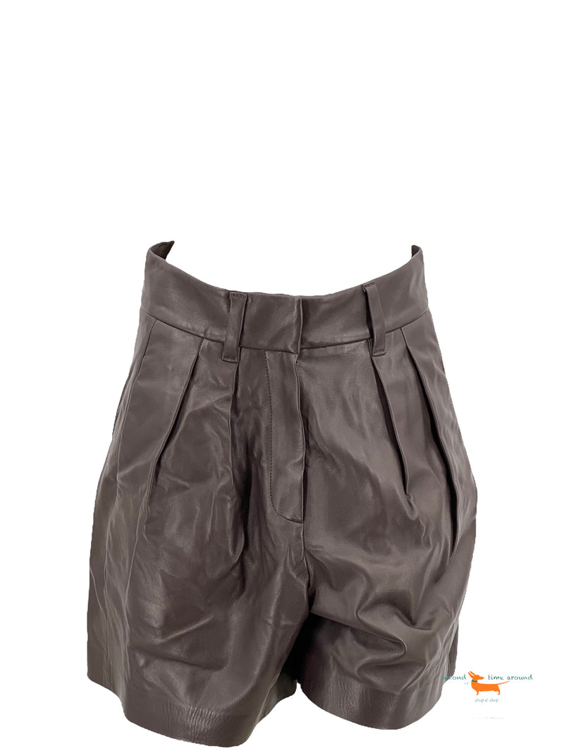 Brunello Cucinelli Wide Leg Leather  Shorts