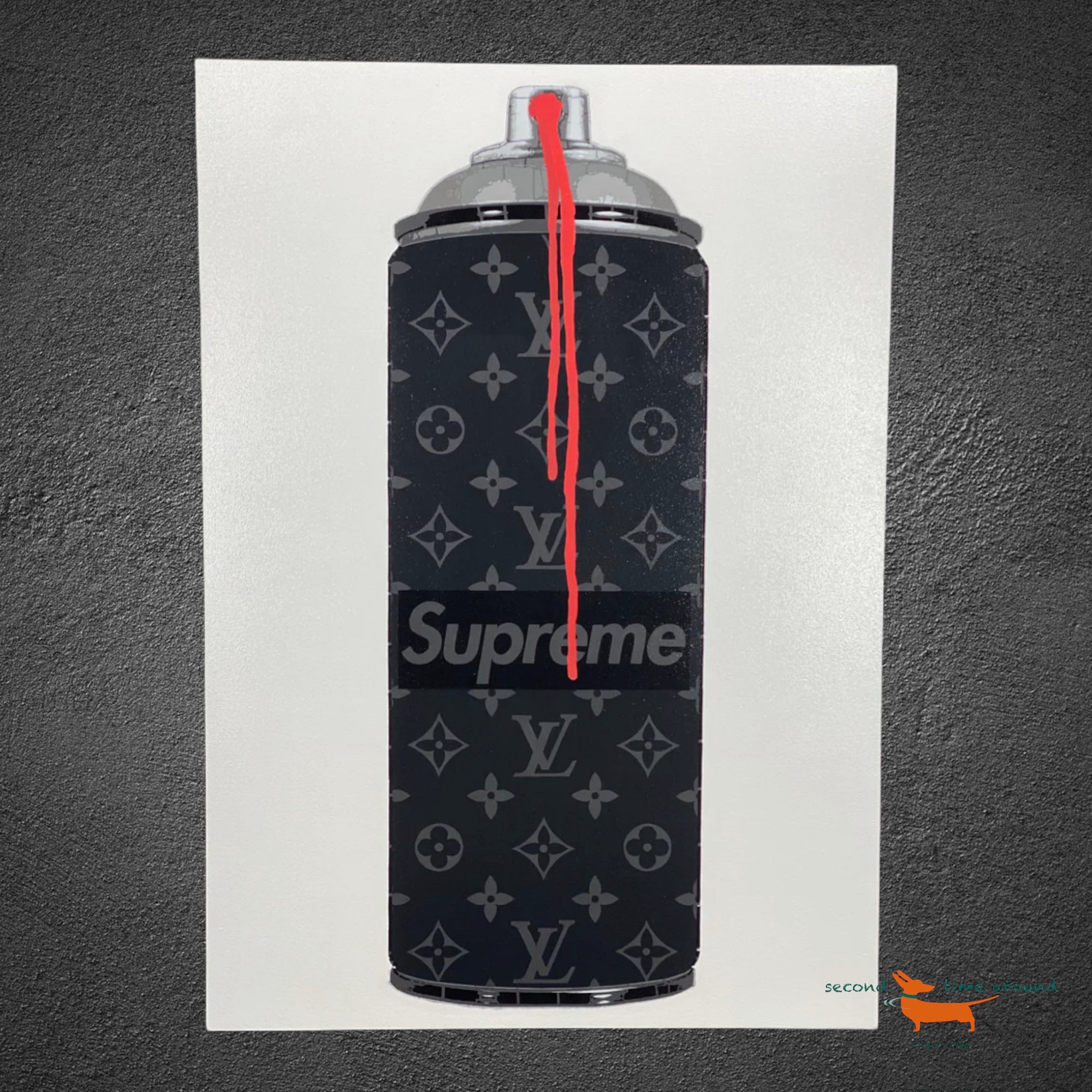 Louis Vuitton Supreme Painting Black Aerosol on Panel Campbell La Pun Unique, 2018