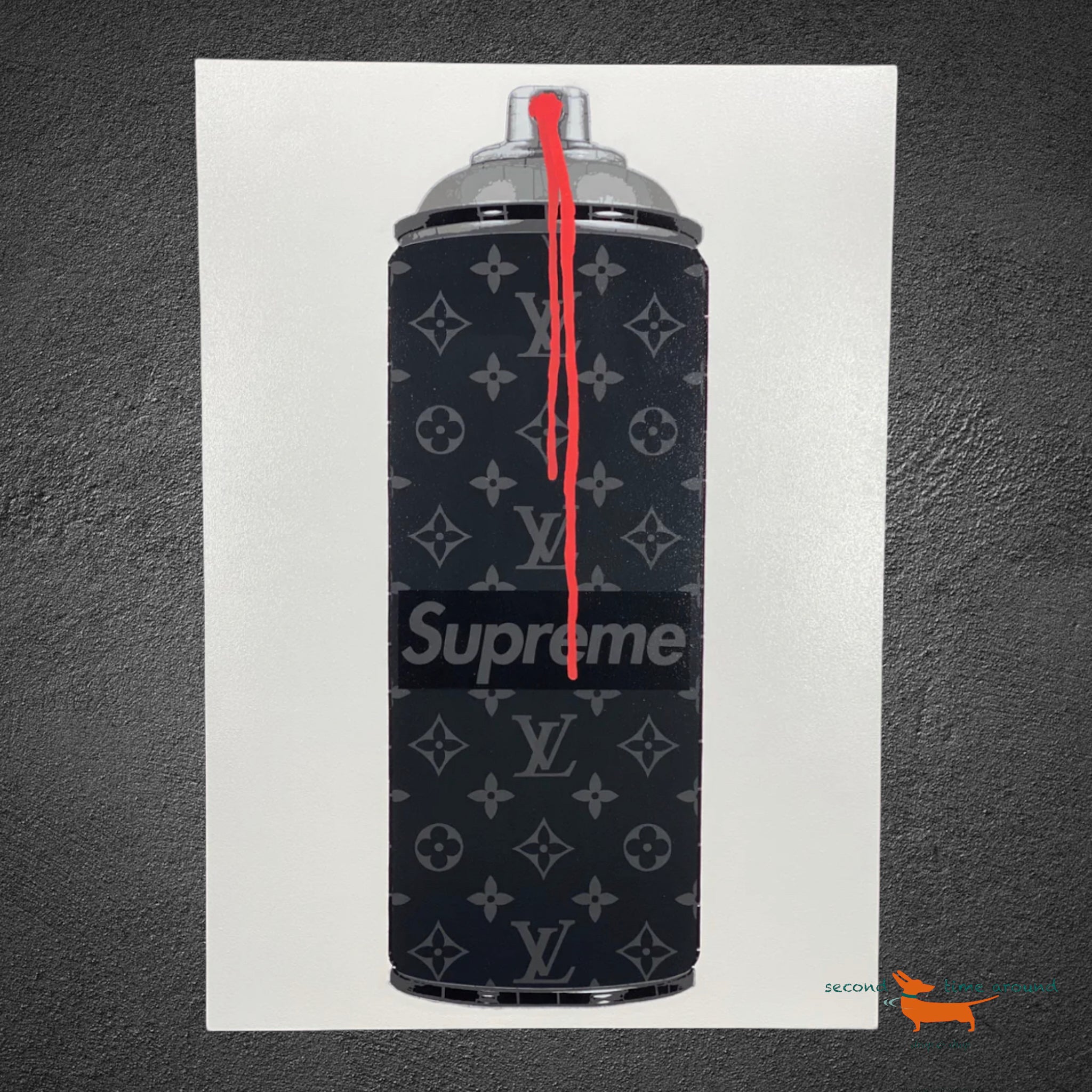 Louis Vuitton Supreme Painting Black Aerosol on Panel Campbell La Pun Unique, 2018