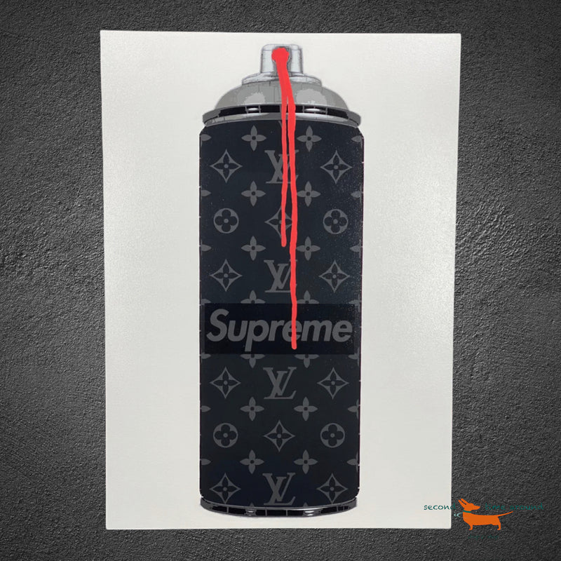 Louis Vuitton Supreme Painting Black Aerosol on Panel Campbell La Pun Unique, 2018