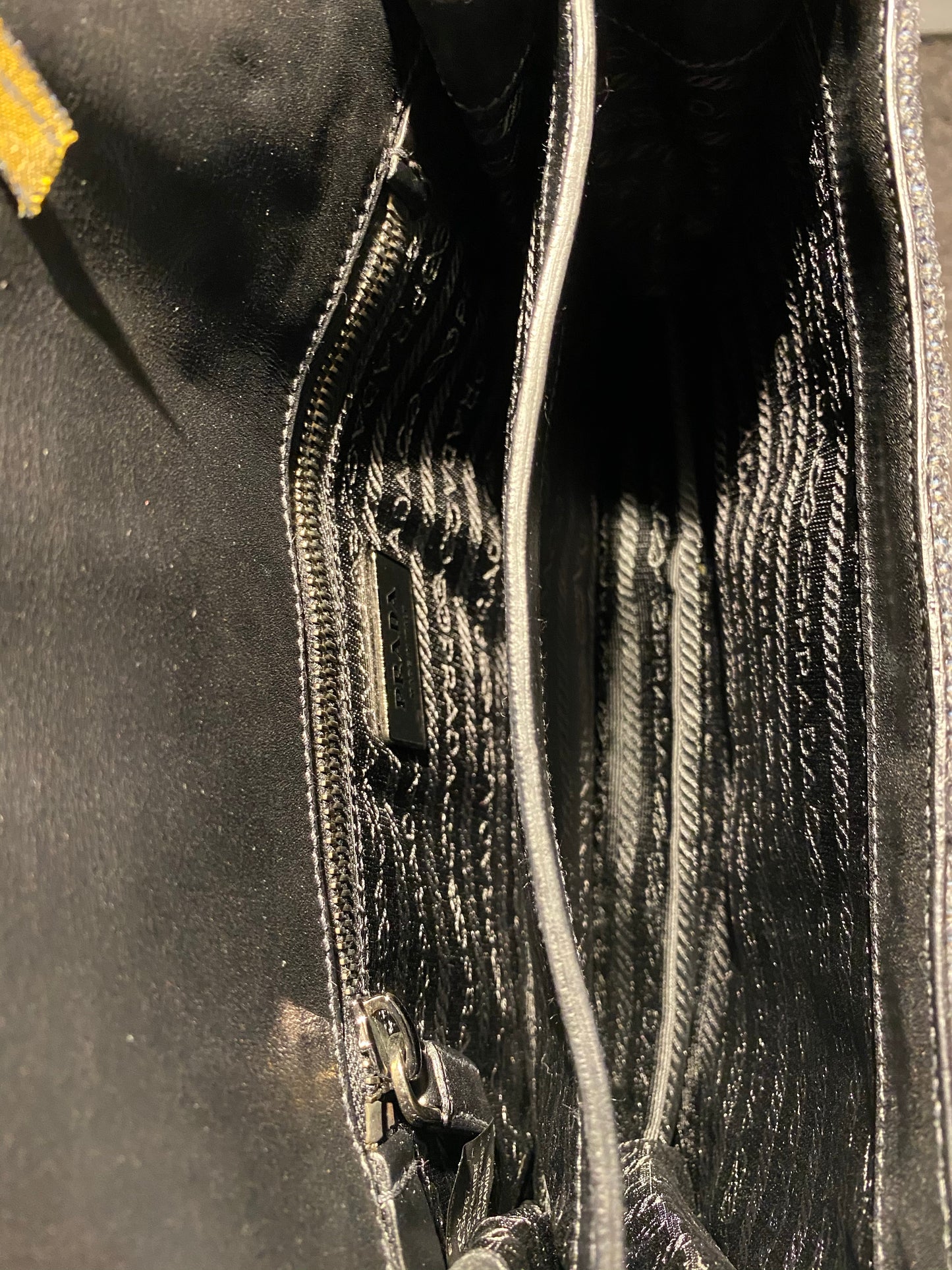 Prada Black Tweed Sound Shoulder Bag