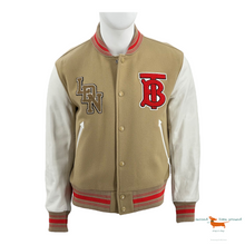 Burberry Beige and White Wool and Leather Padfield Bomber Jacket