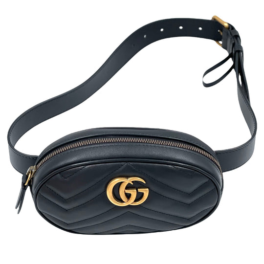 Gucci Womens Black Marmont Quilted Leather Belt Bag
