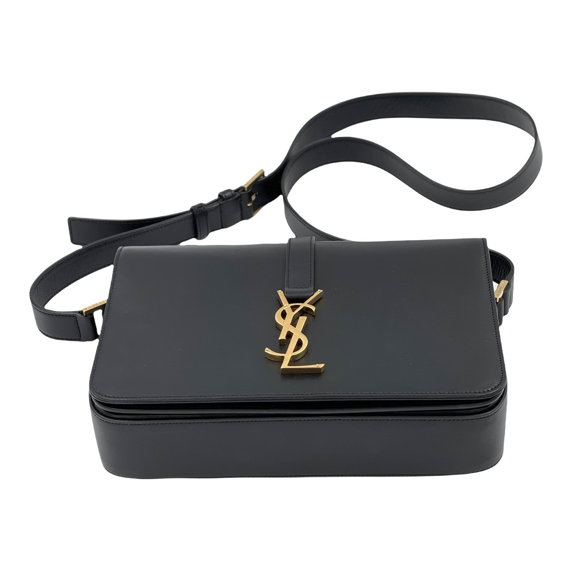 Yves Saint Laurent Black Smooth Calfskin Leather Monogramme Sac Universite Medium Shoulder Bag