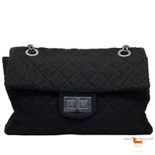 Chanel 2.55 large shoulder bag in black Tweed