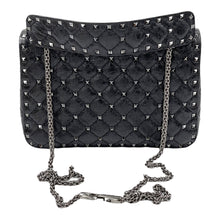 Valentino Craquele Nappa Medium Rockstud Spike Shoulder Bag Black