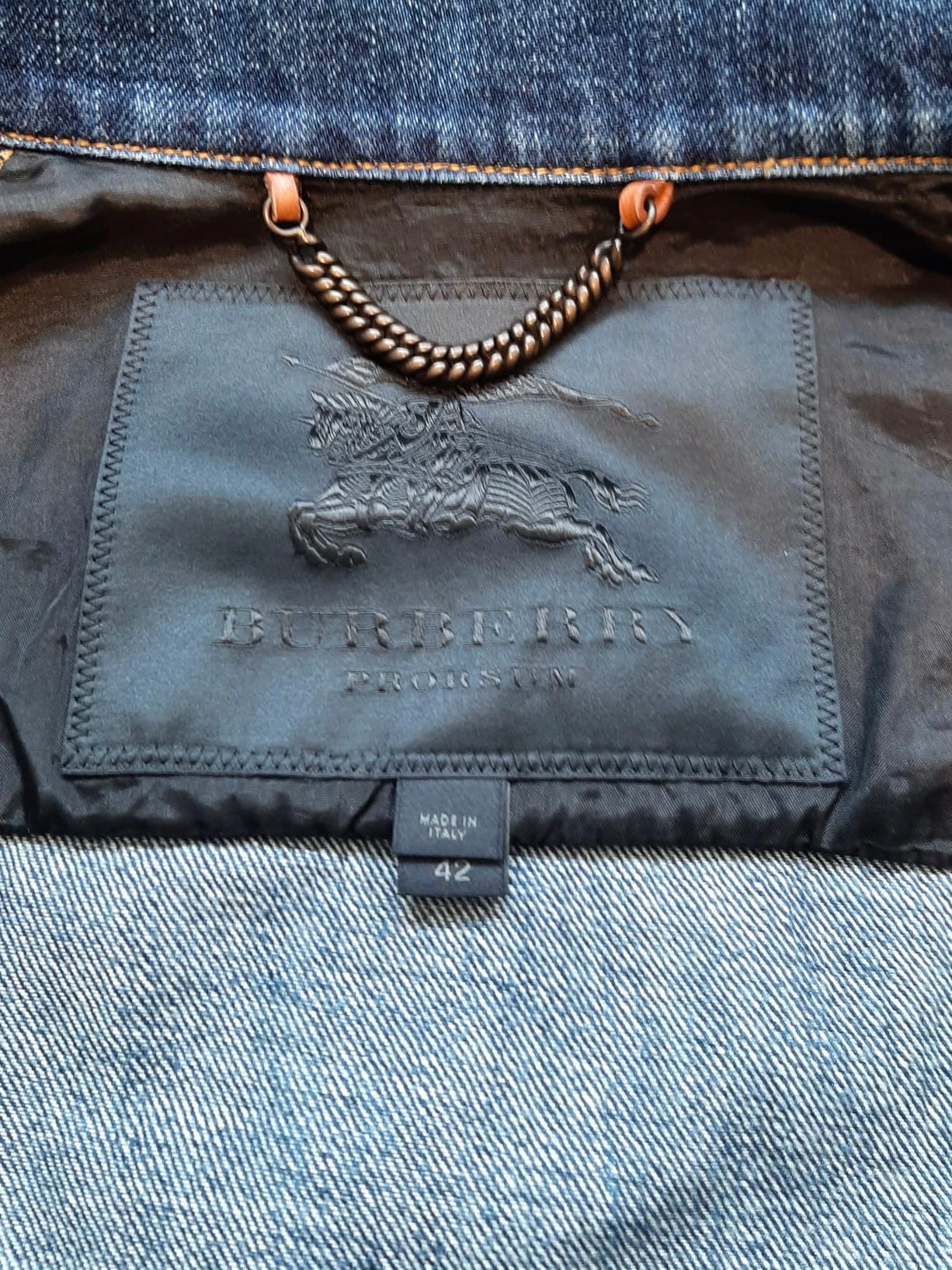 Burberry Prorsum Blue Denim Jacket with Ostrich Feathers Second Time Around