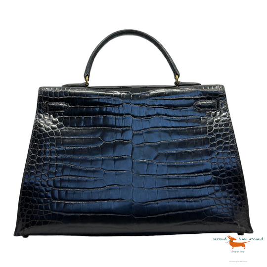 Hermes Kelly 35 Croco with Initials