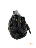 Chanel Black Patent Vinyl Rock and Chain Large Accordion Flap Bag