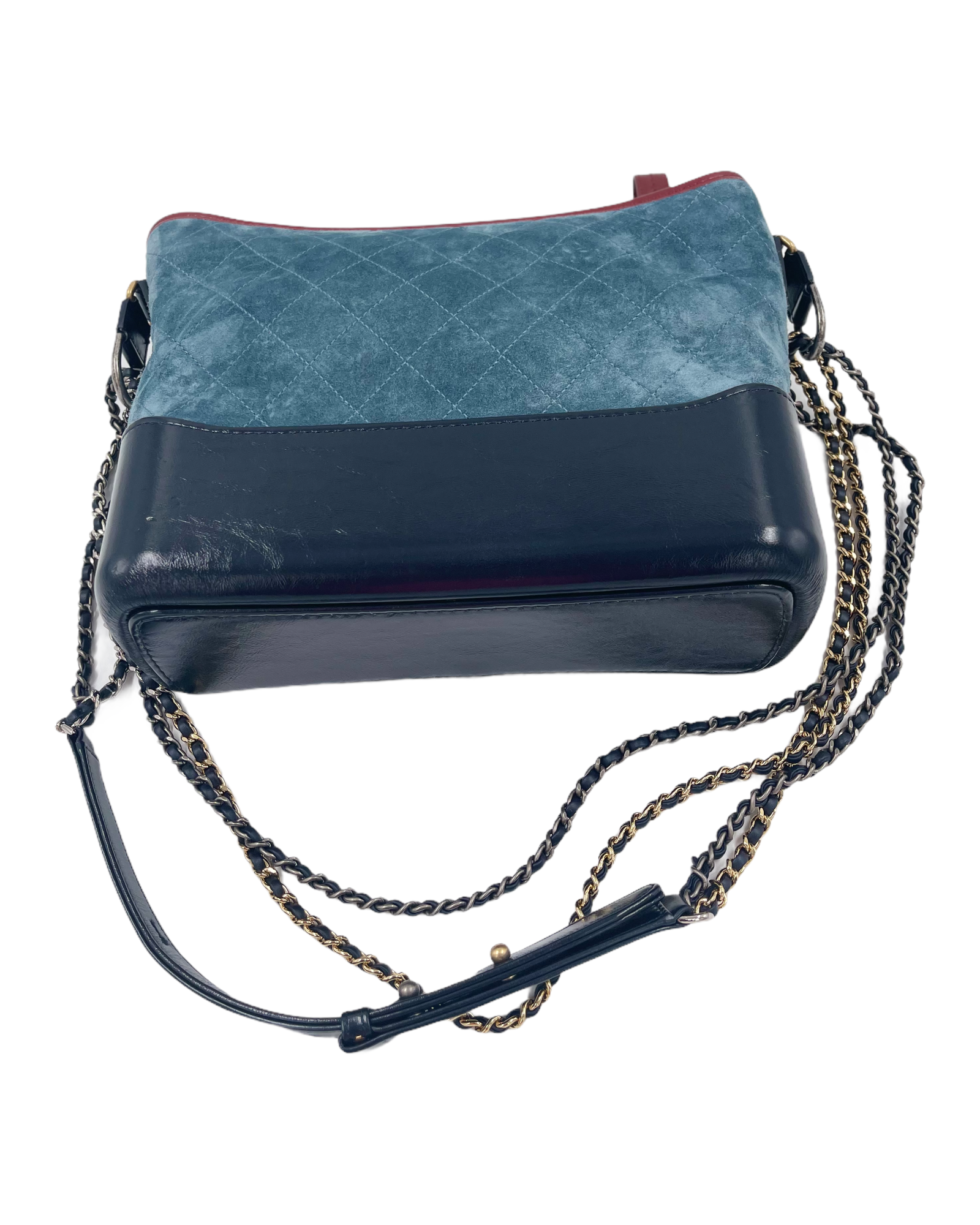 Chanel Blue Quilted Suede and Leather Medium Gabrielle Hobo Bag