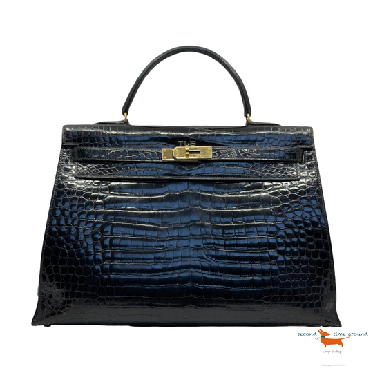 Hermes Kelly 32 Croco with Initials