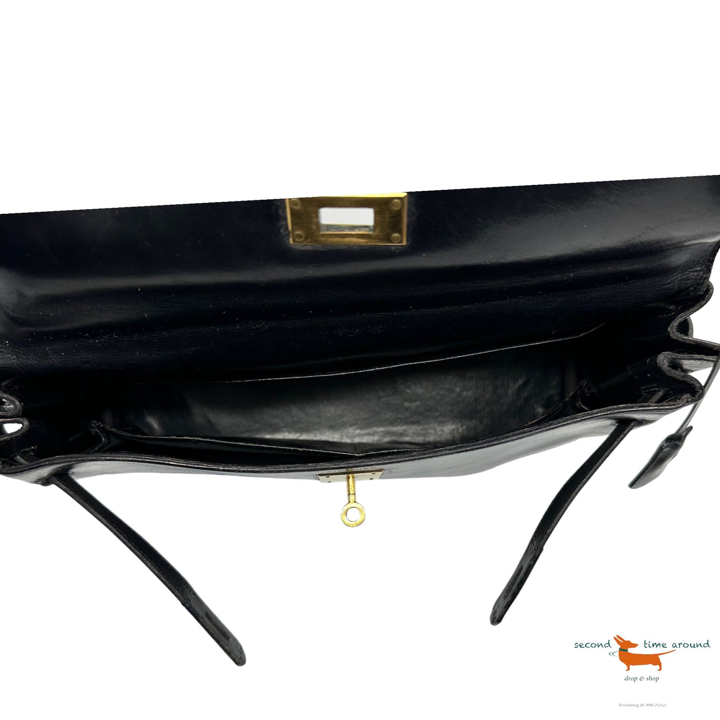 Hermes Kelly 32 Black Boxcalf Bag