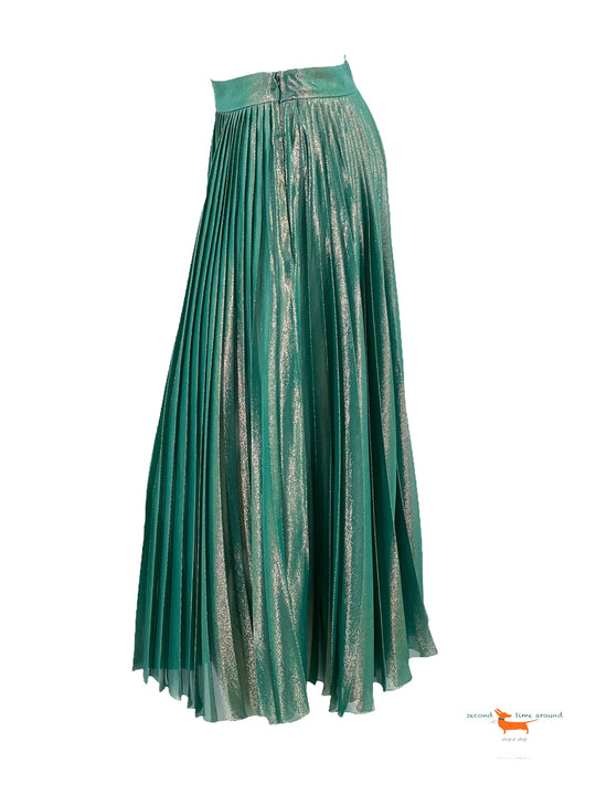 Gucci Plisse Silk voile lame midi Skirt in light green