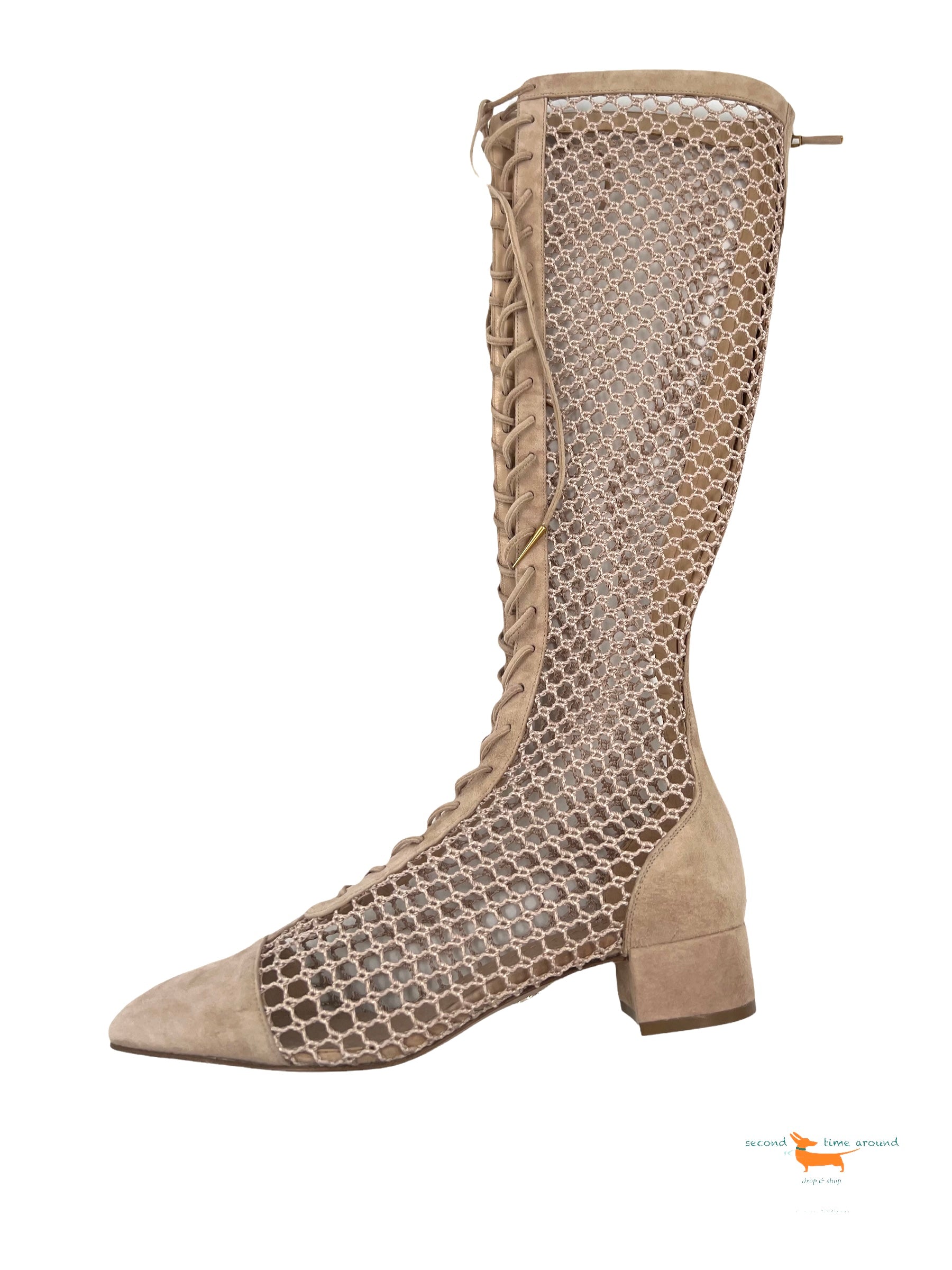 Christian Dior Naughtily-D Lace Up Boots Nude