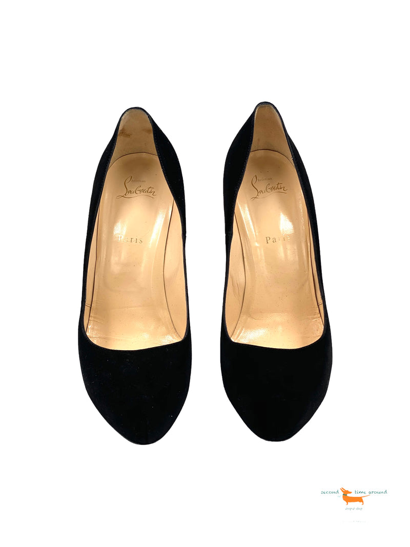 Christian Louboutin Black Suede Zipper Pumps
