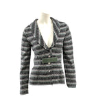 Chanel Monochrome Silk Blend Crystal Embellished Plunge Back Tweed Blazer