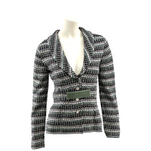 Chanel Monochrome Silk Blend Crystal Embellished Plunge Back Tweed Blazer