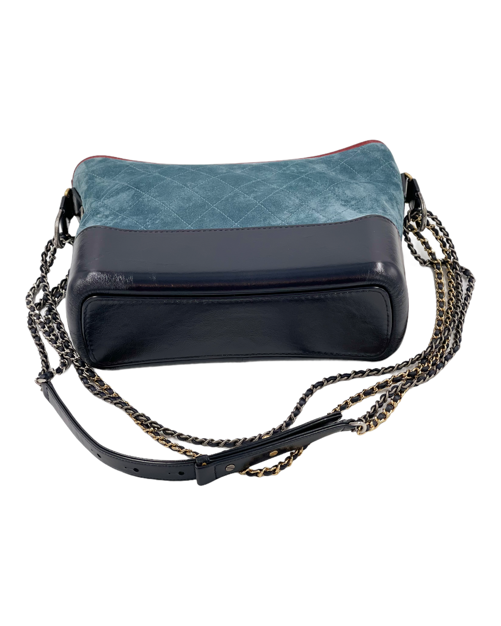 Chanel Blue Quilted Suede and Leather Medium Gabrielle Hobo Bag