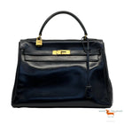 Hermes Kelly 32 Black Boxcalf Bag