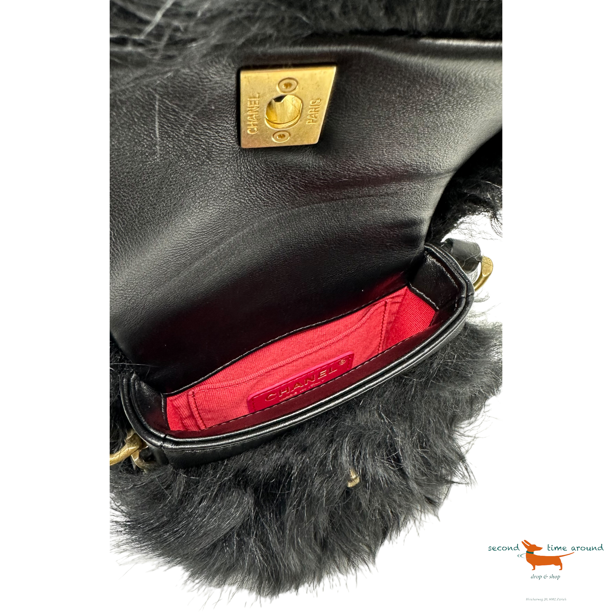 Chanel Mini flap Leather Lambskin Shearling bag