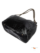 Chanel Black Patent Vinyl Rock and Chain Large Accordion Flap Bag