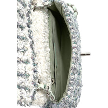 Chanel Classic Flap  Single Quilted and Ribbon Mini Blue Green Silver Tweed Cross Body Bag