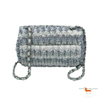 Chanel Classic Flap  Single Quilted and Ribbon Mini Blue Green Silver Tweed Cross Body Bag
