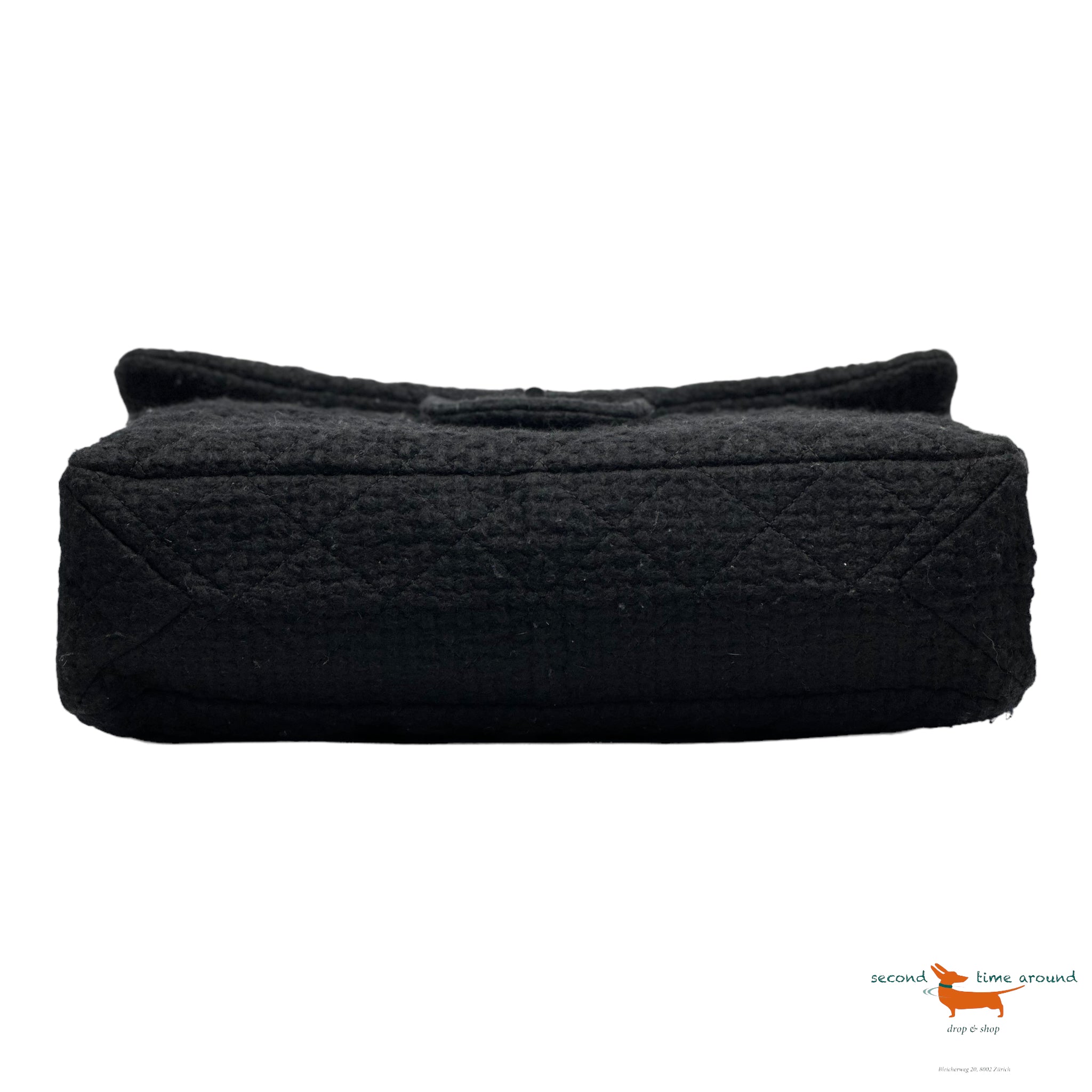 Chanel 2.55 large shoulder bag in black Tweed