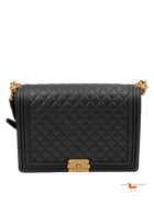 Chanel Calfskin Quilted Large Boy Flap Black Bag