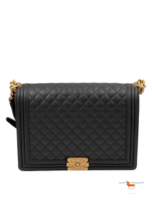 Chanel Calfskin Quilted Large Boy Flap Black Bag