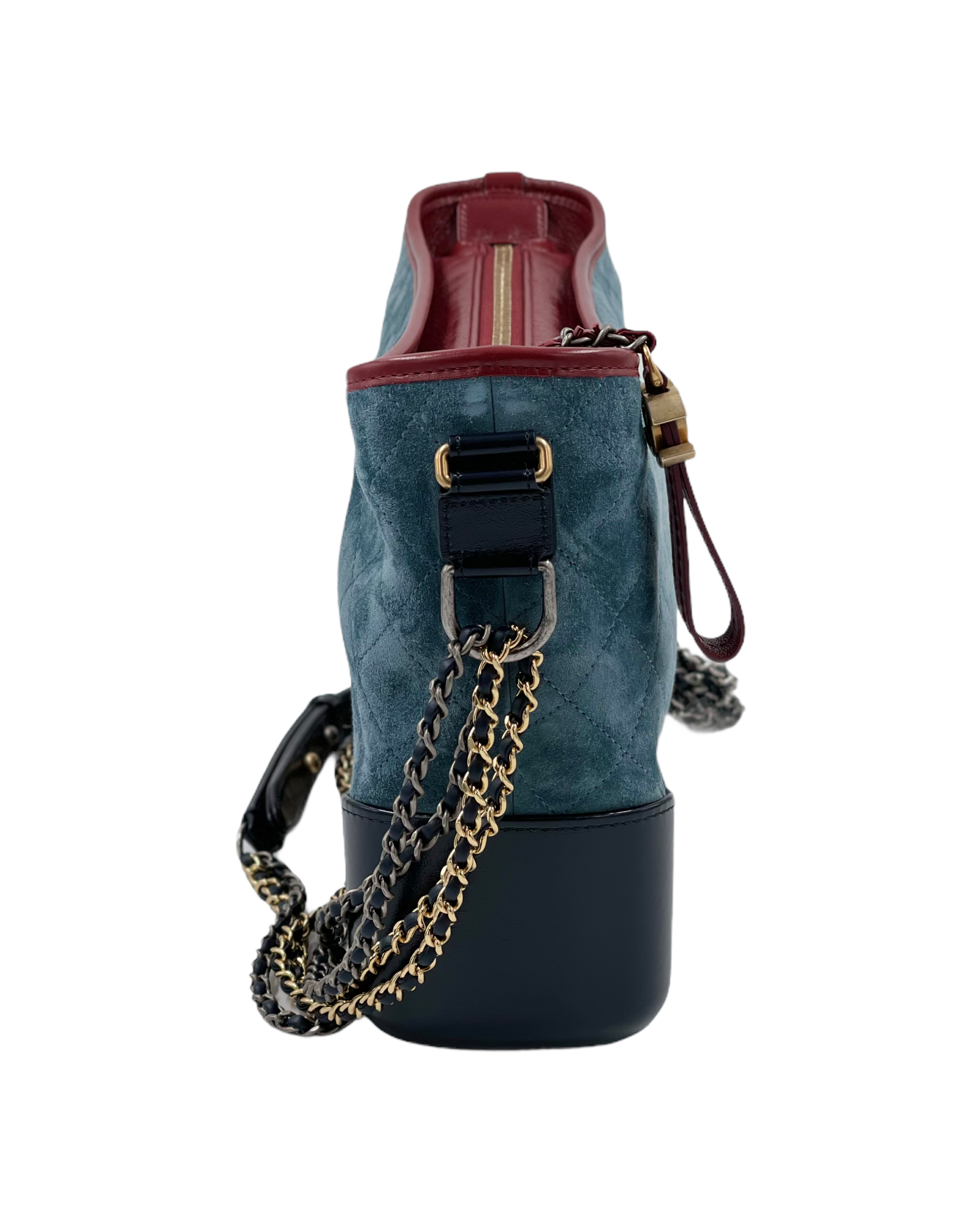 Chanel Blue Quilted Suede and Leather Medium Gabrielle Hobo Bag