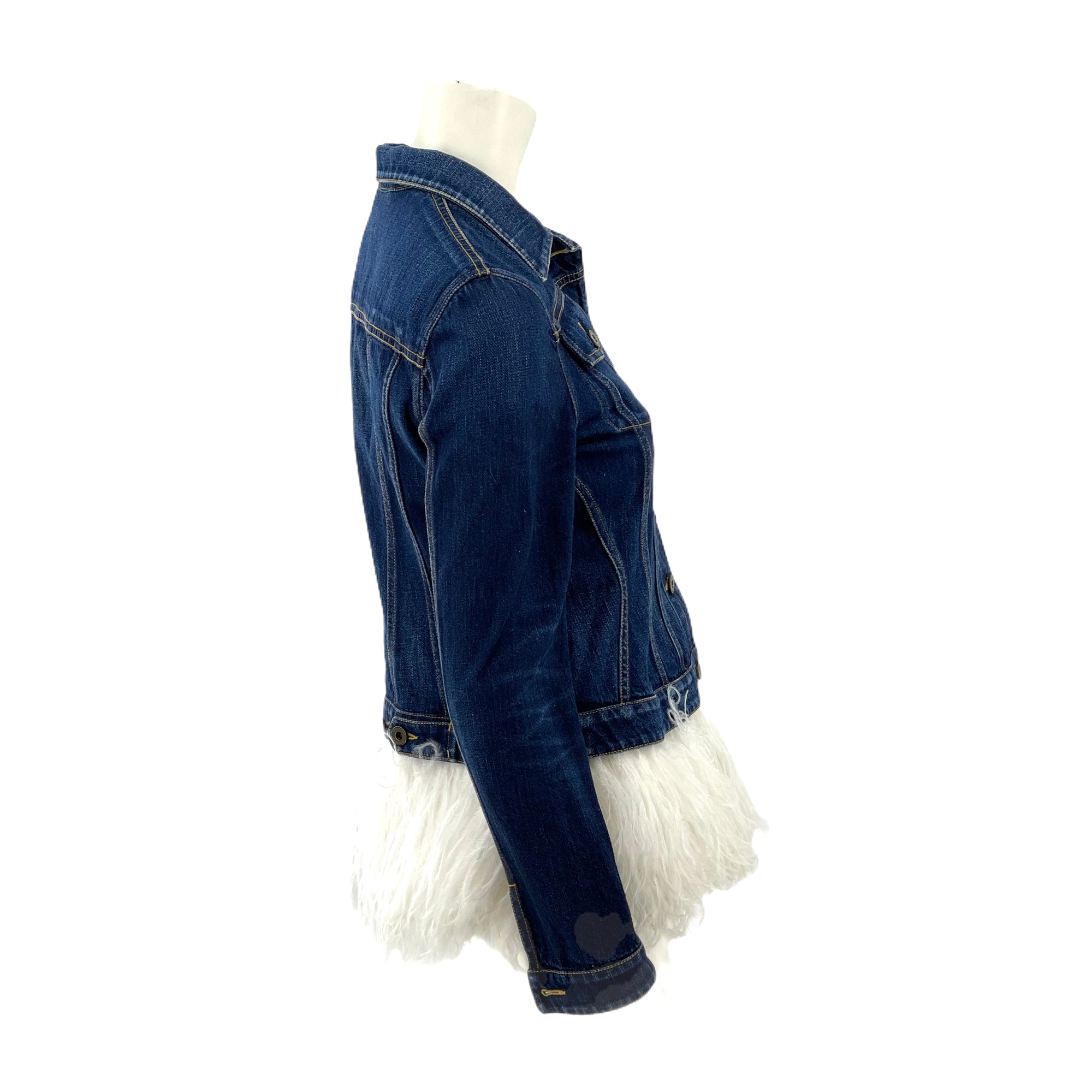 Burberry Prorsum Blue Denim Jacket with Ostrich Feathers