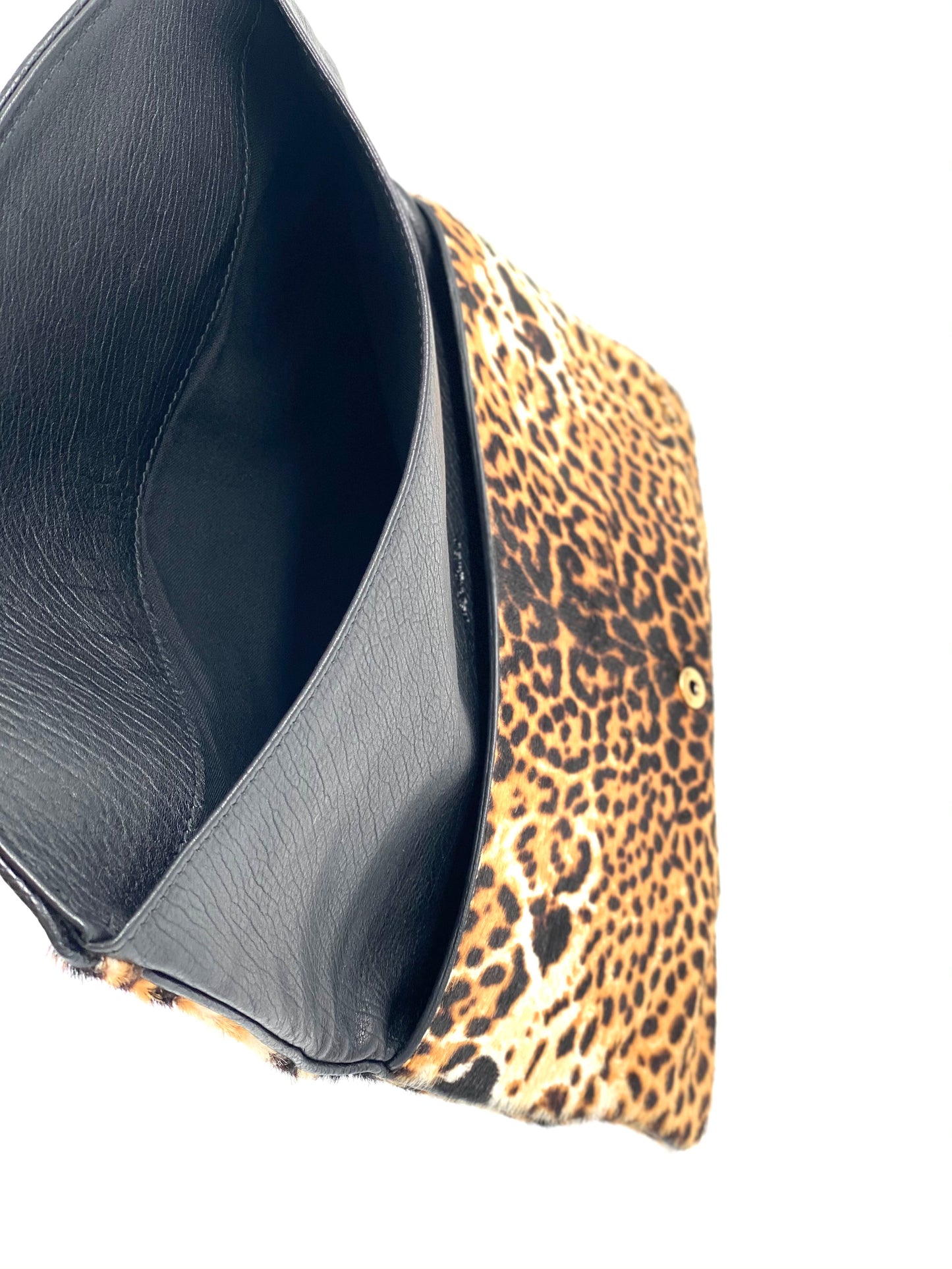 Yves Saint Laurent Animal-print calf hair clutch