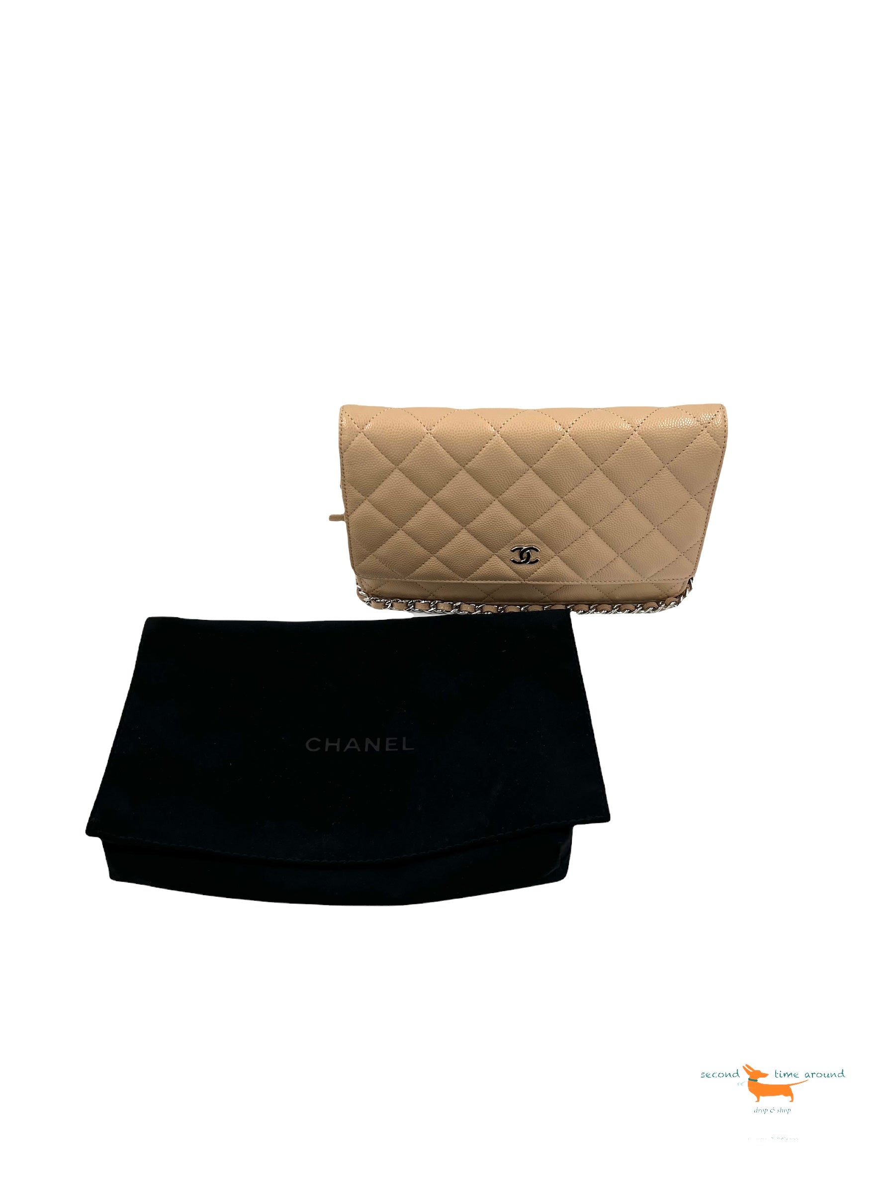 Chanel Wallet on Chain 2018 Woc Beige Caviar Leather Cross Body Bag