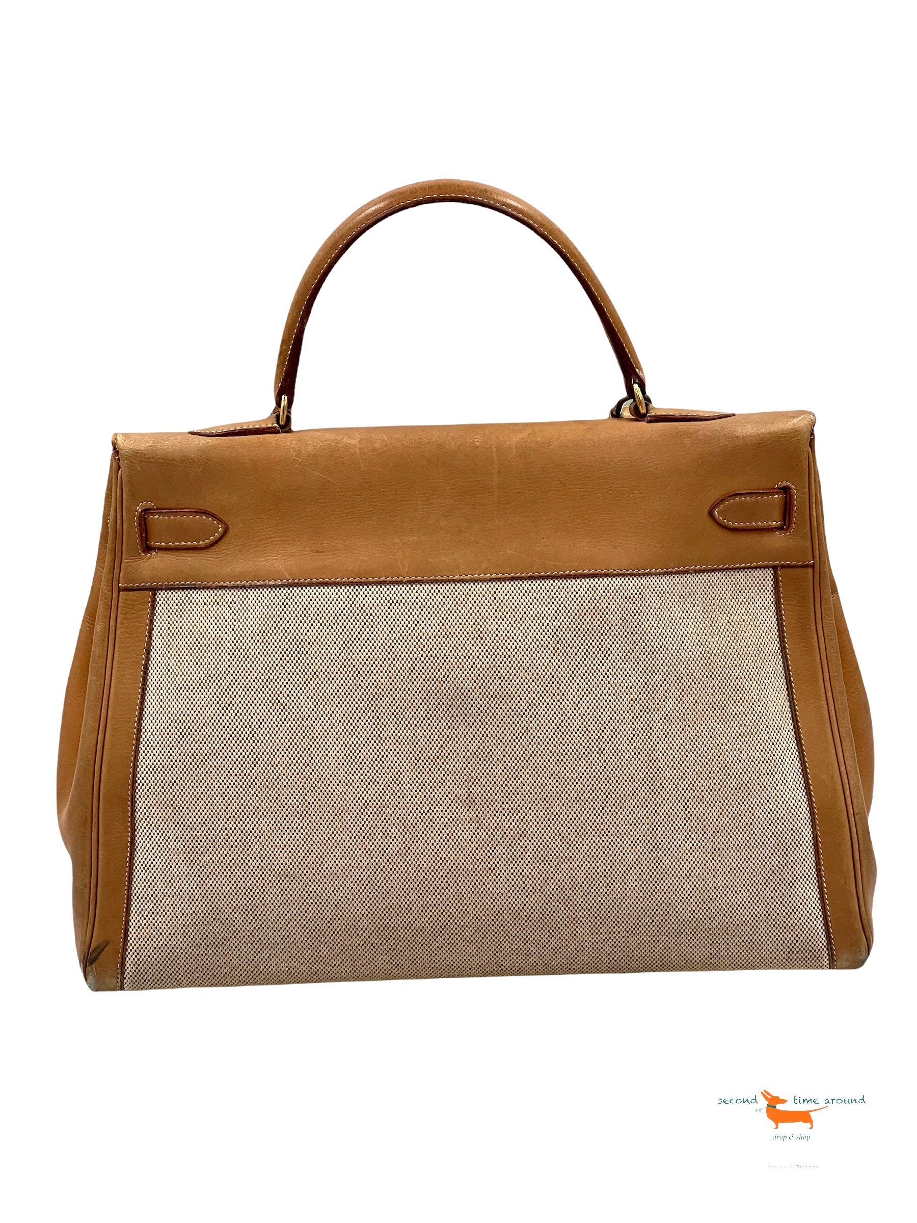 Hermes Kelly 35 Vintage Canvas & Leather