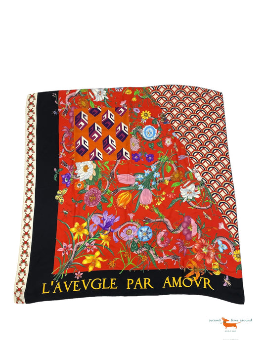 Gucci Multicolor L "L'aveugle Par Amour" Patchwork Silk  Scarf