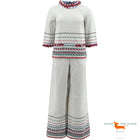 Chanel Cotton Chevron Embroidered Large Pants 2 Pieces