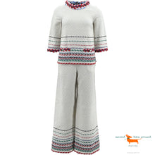 Chanel Cotton Chevron Embroidered Large Pants 2 Pieces